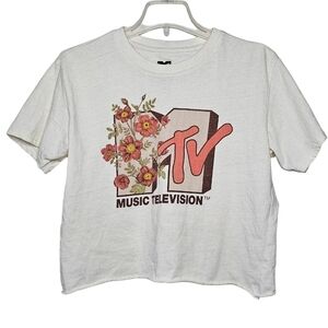 MTV Spring Floral Graphic Cropped Top Size Large